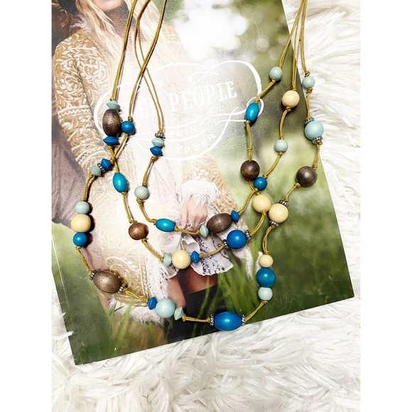 Buckle Wood Beaded Layering Long Necklace